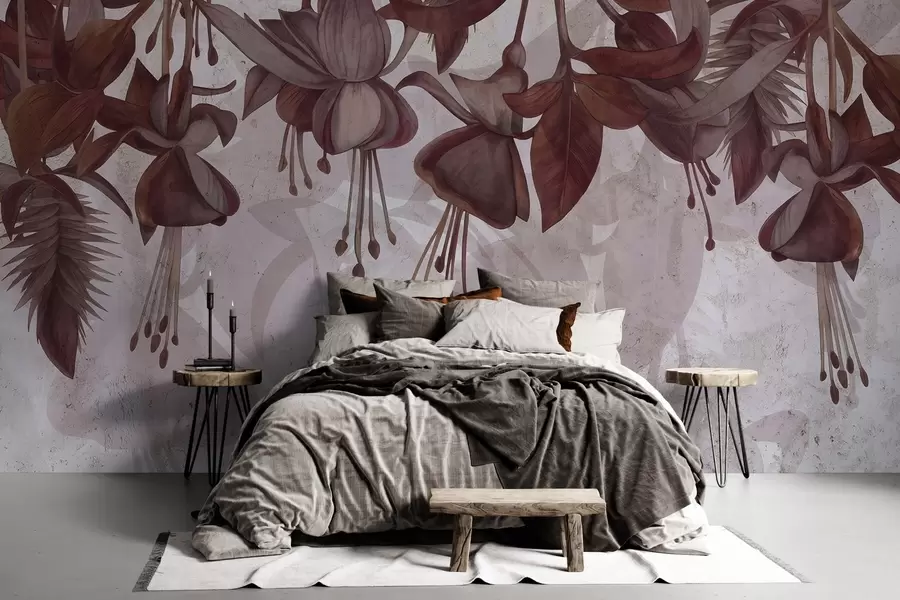 murales de pared Flores colgantes de estilo grunge w04472