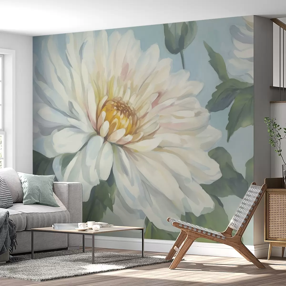 murales de pared Pintura imitación flor de crisantemo w04530