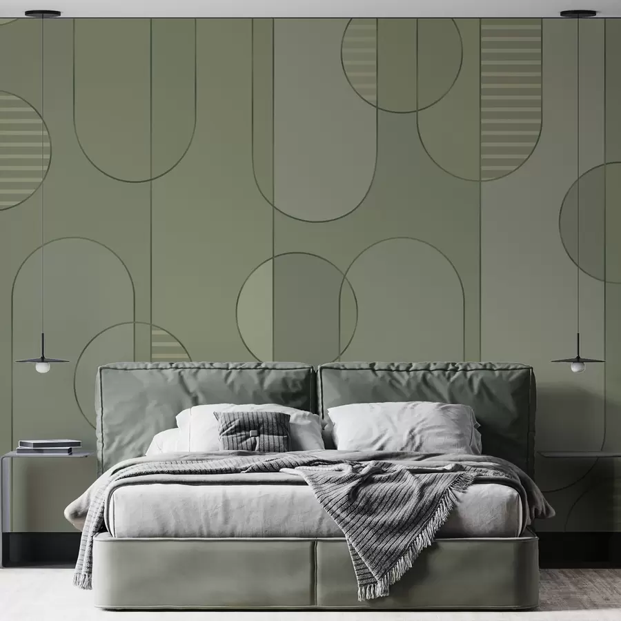 murales de pared Abstracto geométrico con paleta de colores verde claro w04523v1