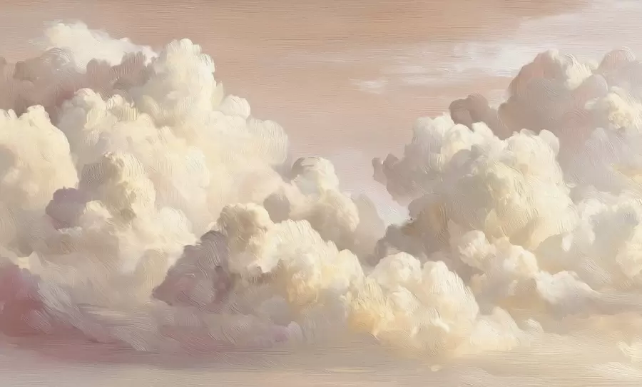 murales de pared Nubes bañadas por una cálida luz rosa pastel w04550v1