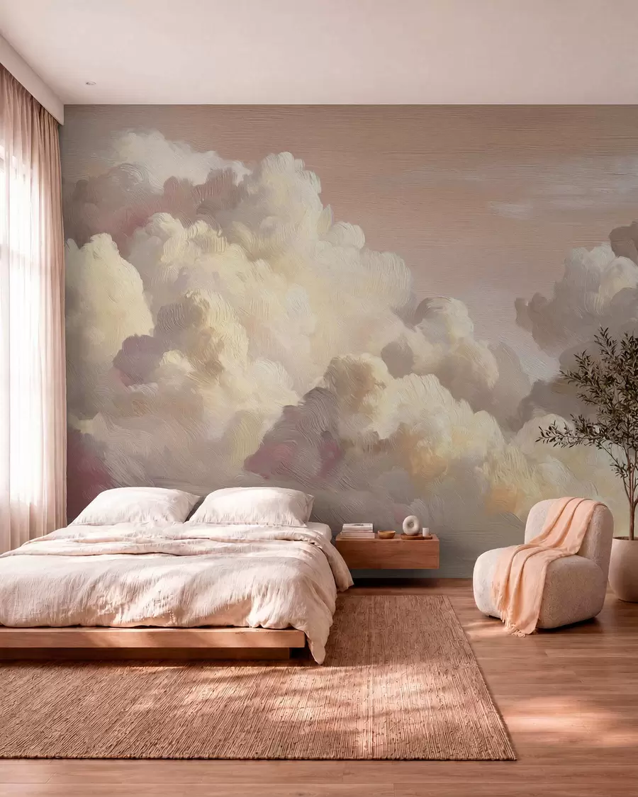 murales de pared Nubes con luz de melocotón w04550v1