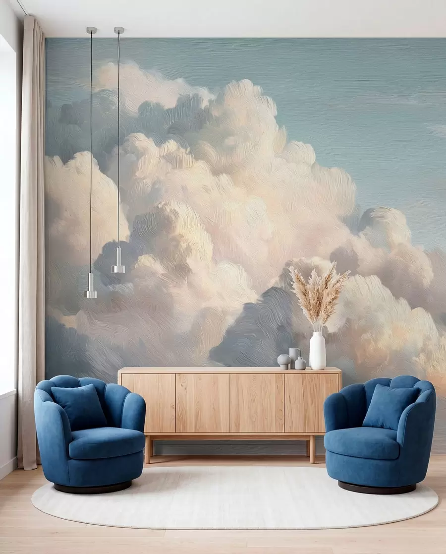 murales de pared Nubes en luz azul w04550v2