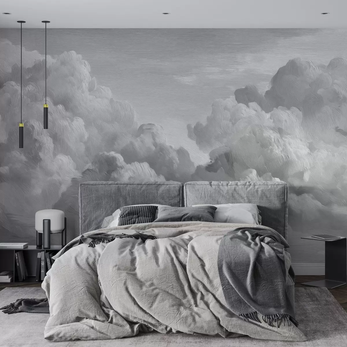murales de pared Formación de nubes monocromáticas con textura w04550v3