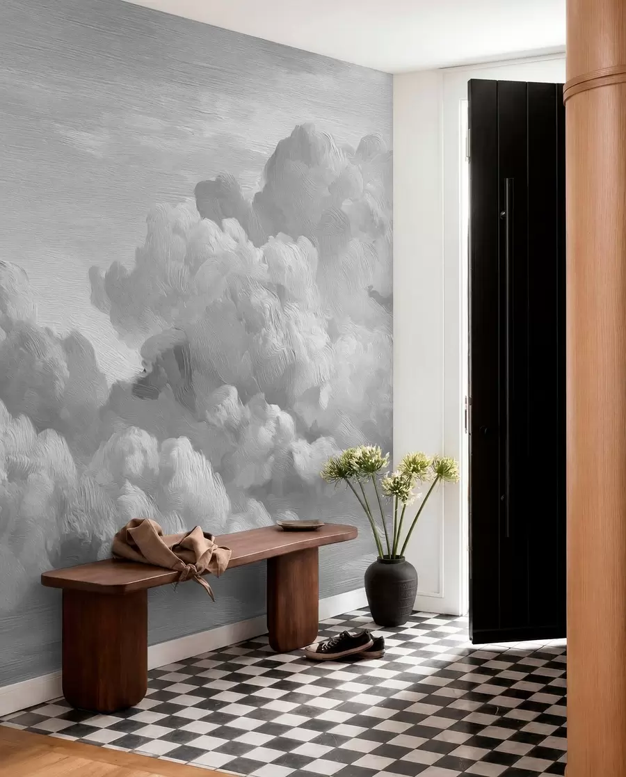 murales de pared Formación de nubes monocromáticas con textura w04550v3