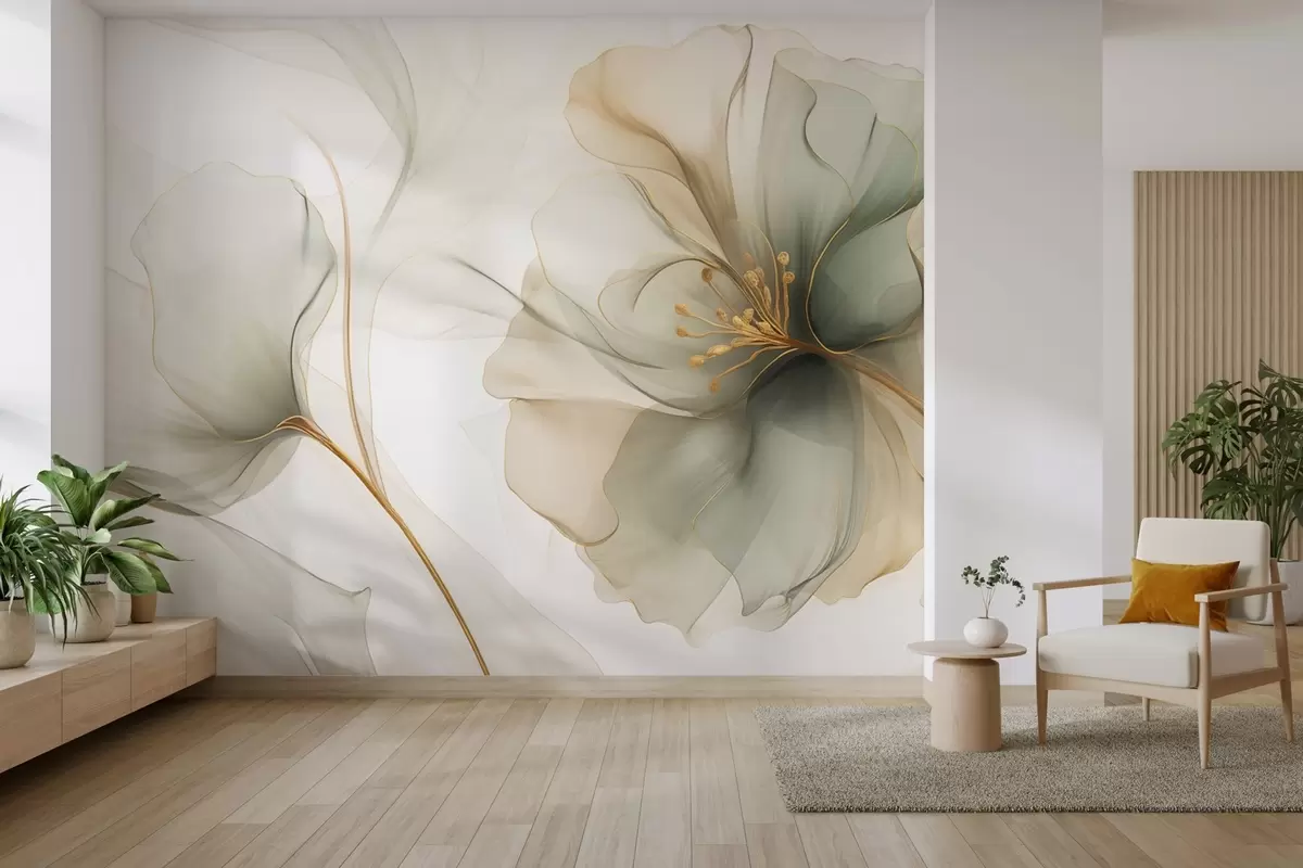 murales de pared Flor delicada con pétalos translúcidos w04553
