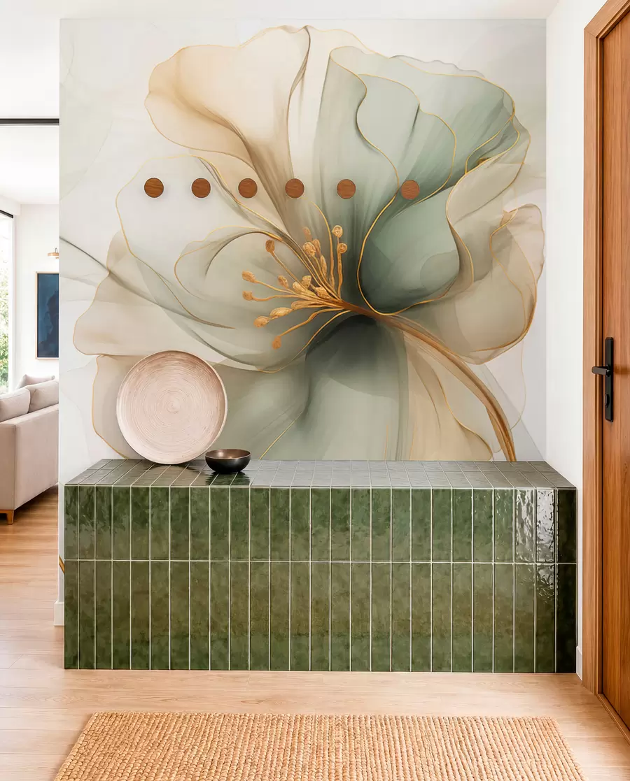 murales de pared Flor delicada con pétalos translúcidos w04553