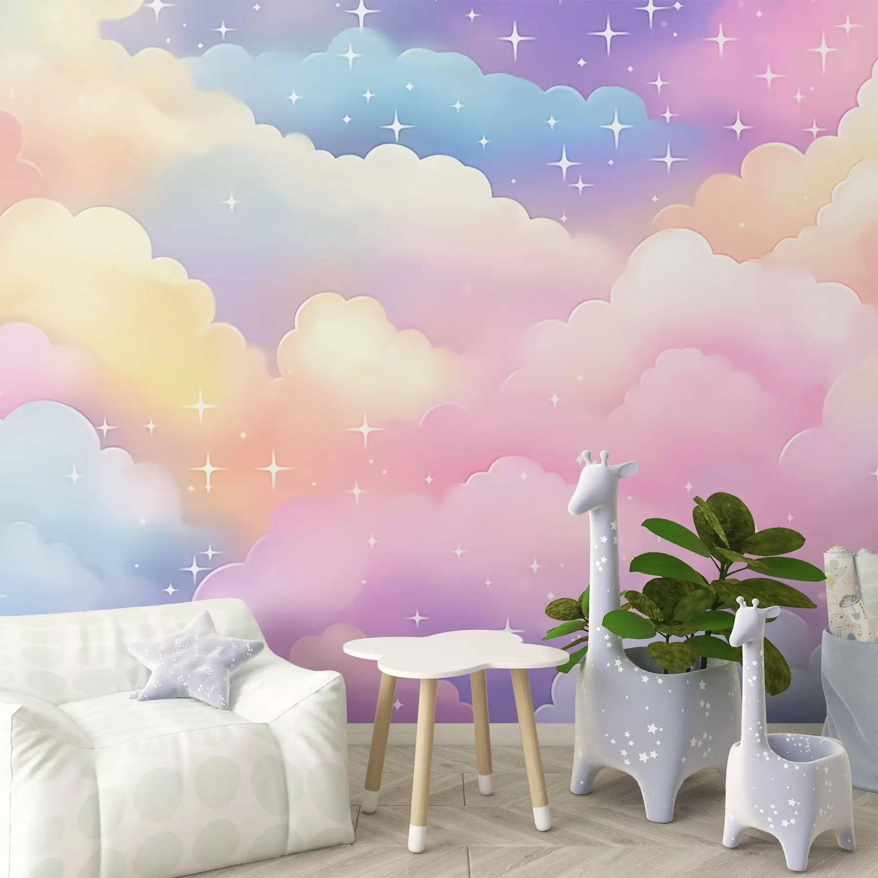 murales de pared Nubes con estrellas w04585