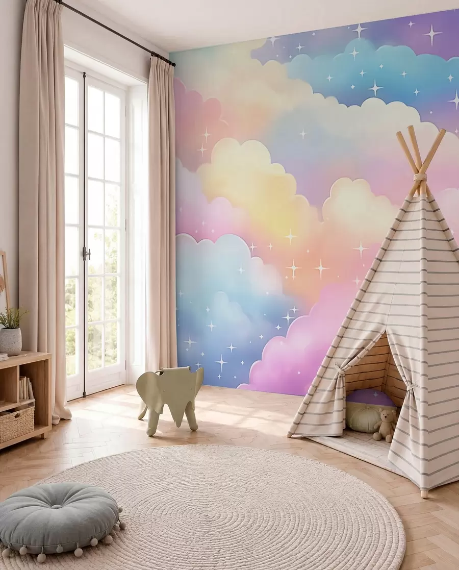 murales de pared Cielo de nubes de caramelo w04585