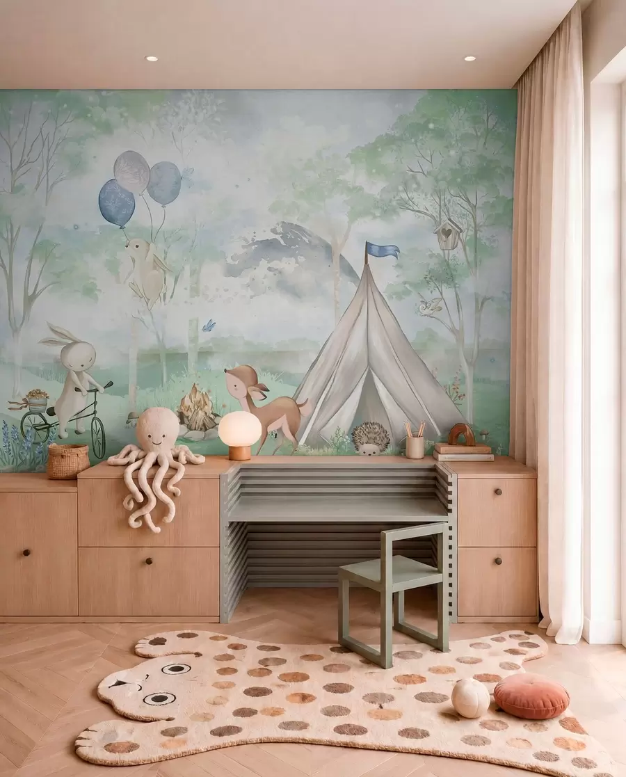 murales de pared Campamento en verde primavera w04671v1