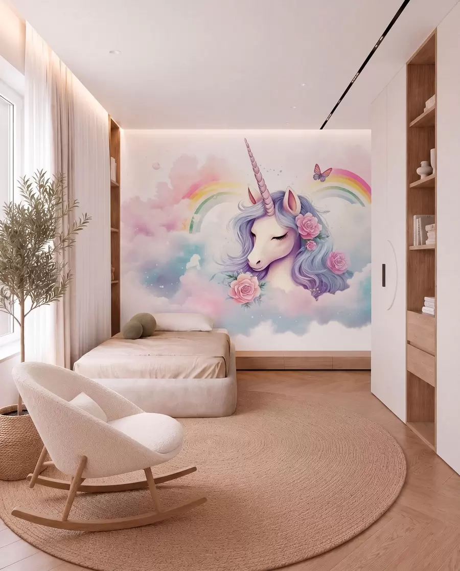 murales de pared Unicornio y arcoíris w03990