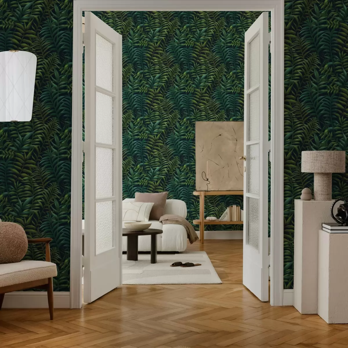 Papel pintado Hojas tropicales oscuras sobre un fondo intenso a00794 Papel pintado Hojas tropicales oscuras sobre un fondo intenso a00794