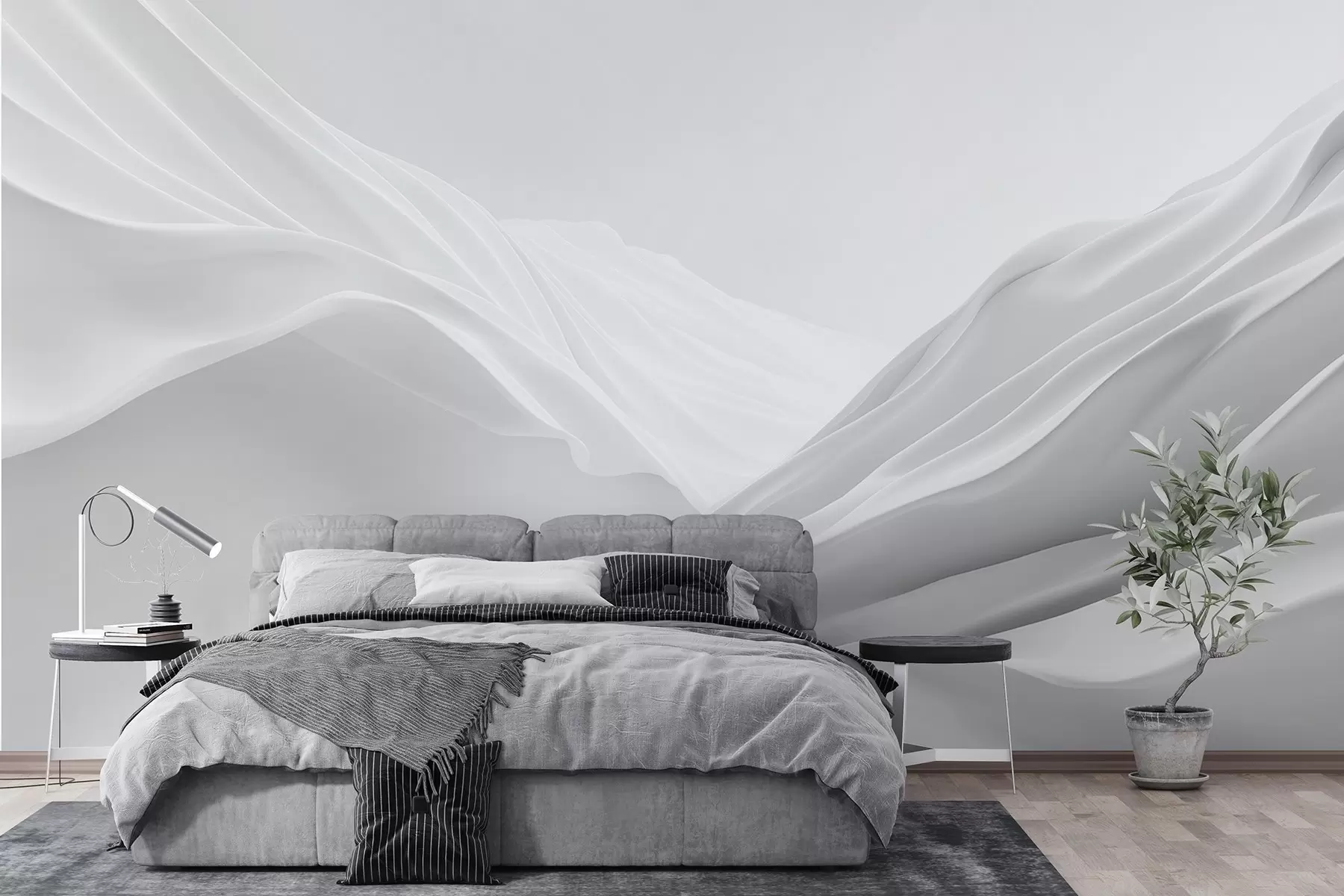 murales de pared Cumbres montañosas grises en forma abstracta w09434