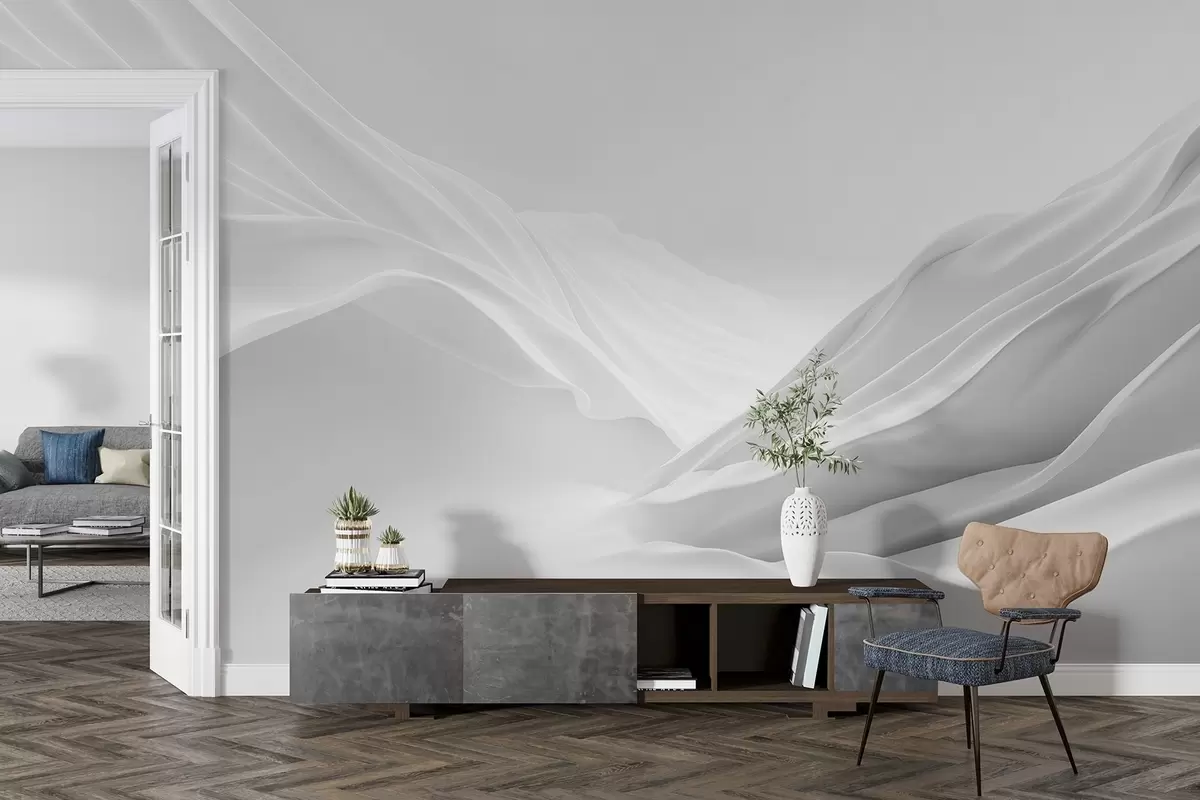murales de pared Cumbres montañosas grises en forma abstracta w09434