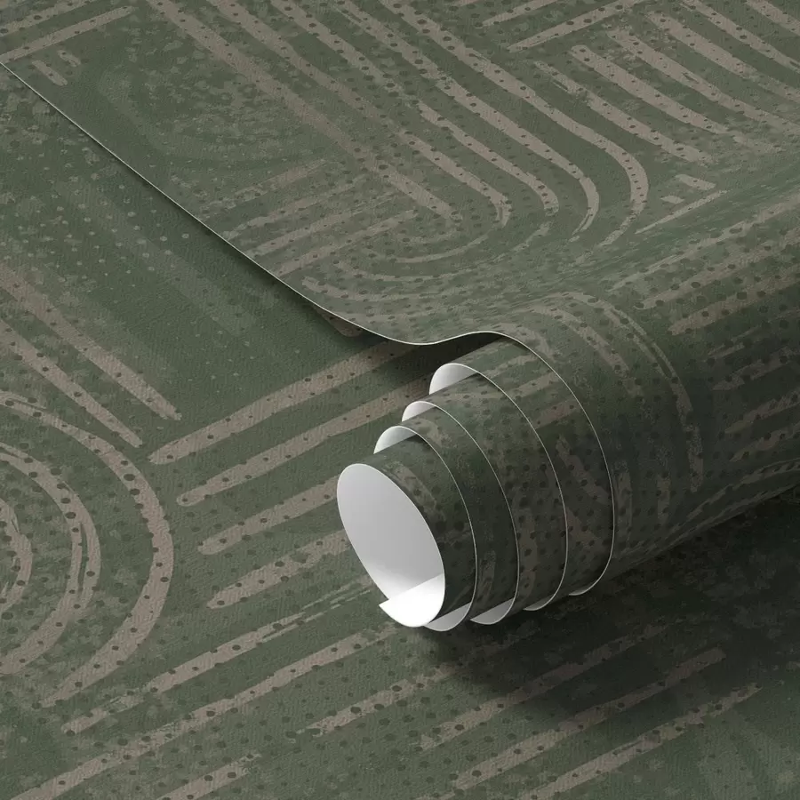 murales de pared Diseño geométrico con arcos en una paleta de colores verdes a00697