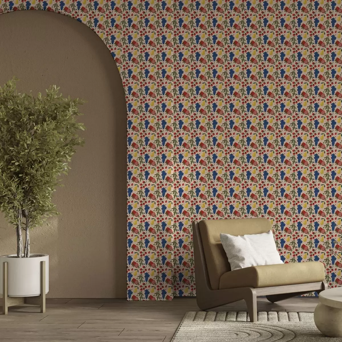 Papel pintado Jugosas frutas sobre un cálido fondo beige a00801v1 Papel pintado Jugosas frutas sobre un cálido fondo beige a00801v1