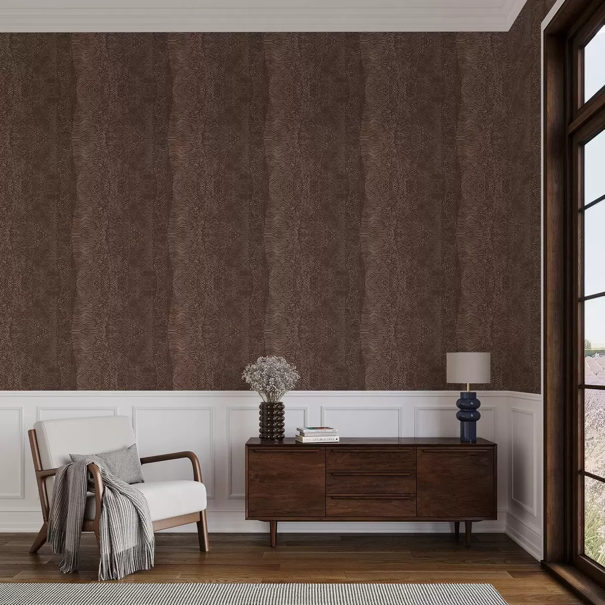 Papel pintado Patrón abstracto ondulado en tonos marrones cálidos a00804v1 Papel pintado Patrón abstracto ondulado en tonos marrones cálidos a00804v1