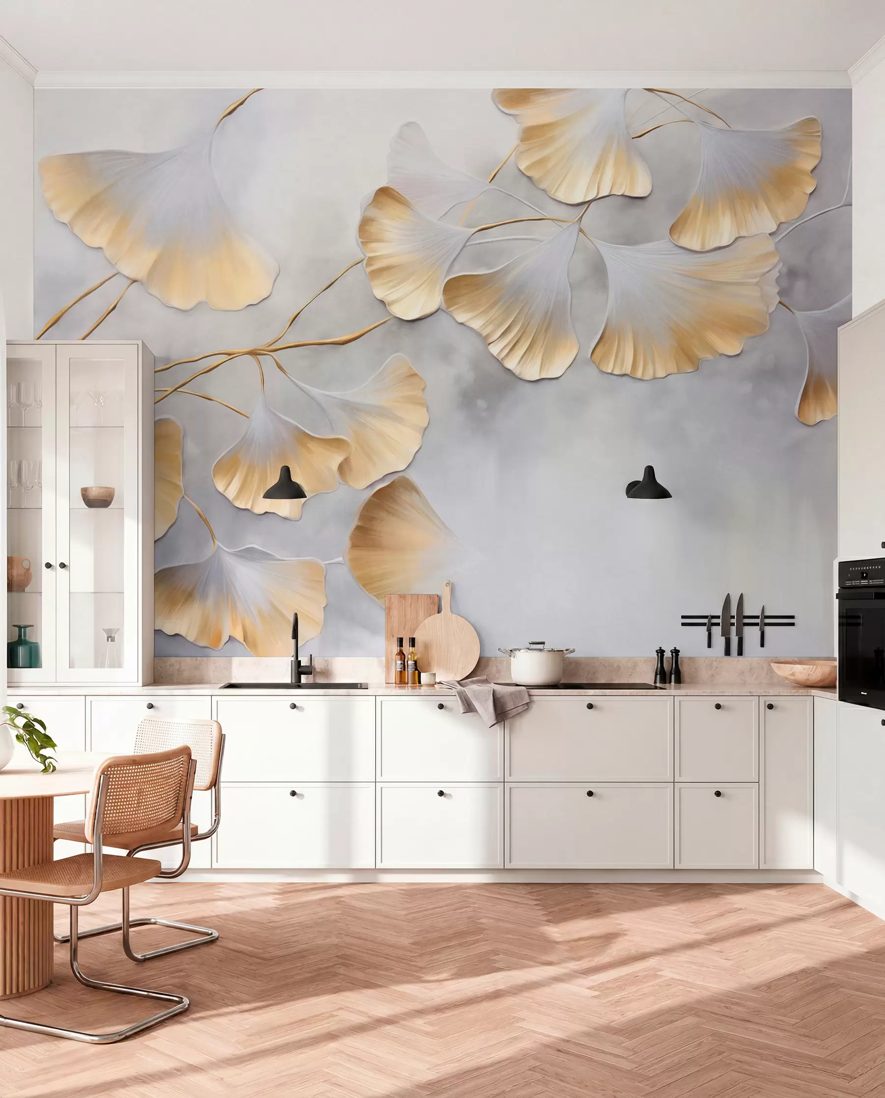 murales de pared Calma del ginkgo · Oro w09472