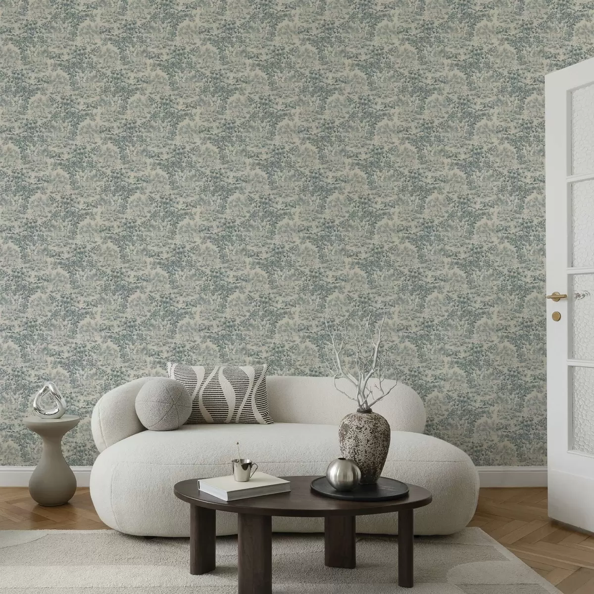 Papel pintado Escena monocromática de ciervos en el bosque a00748 Papel pintado Escena monocromática de ciervos en el bosque a00748