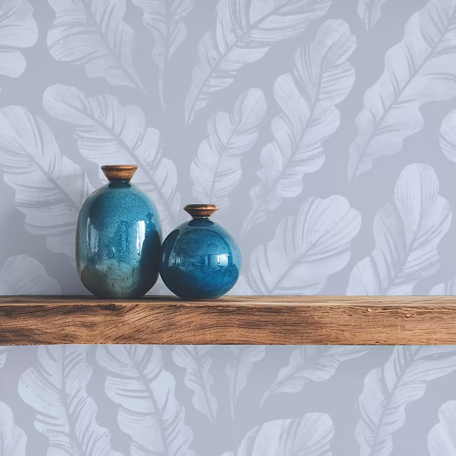 murales de pared Plumas grandes en tonos azul claro y gris a00839v1