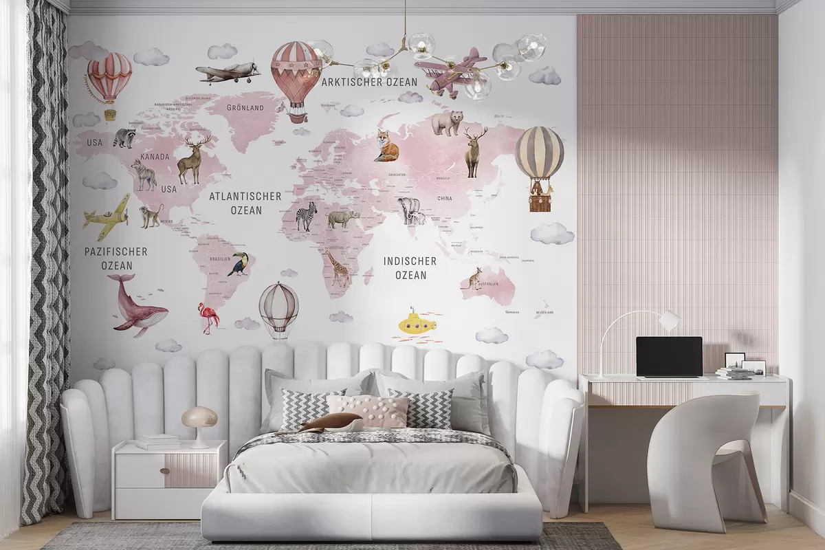 murales de pared Atlas rosa en alemán c00001dev3