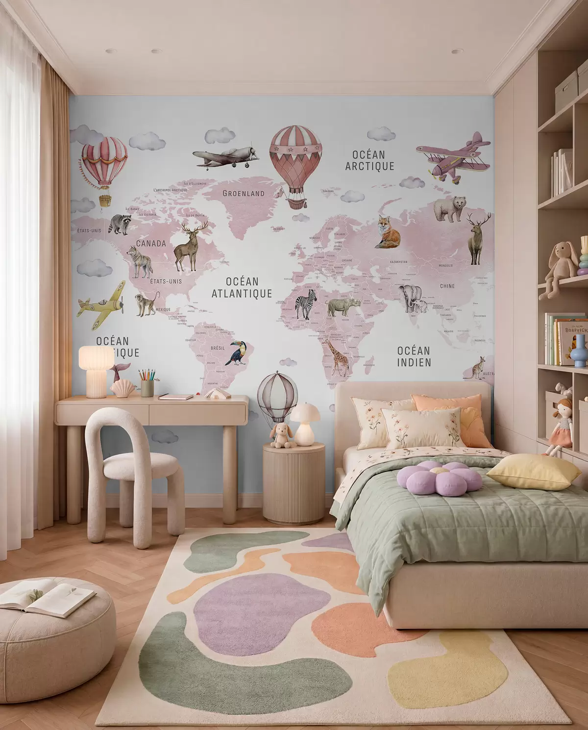 murales de pared Atlas rosa en francés c00001frv3