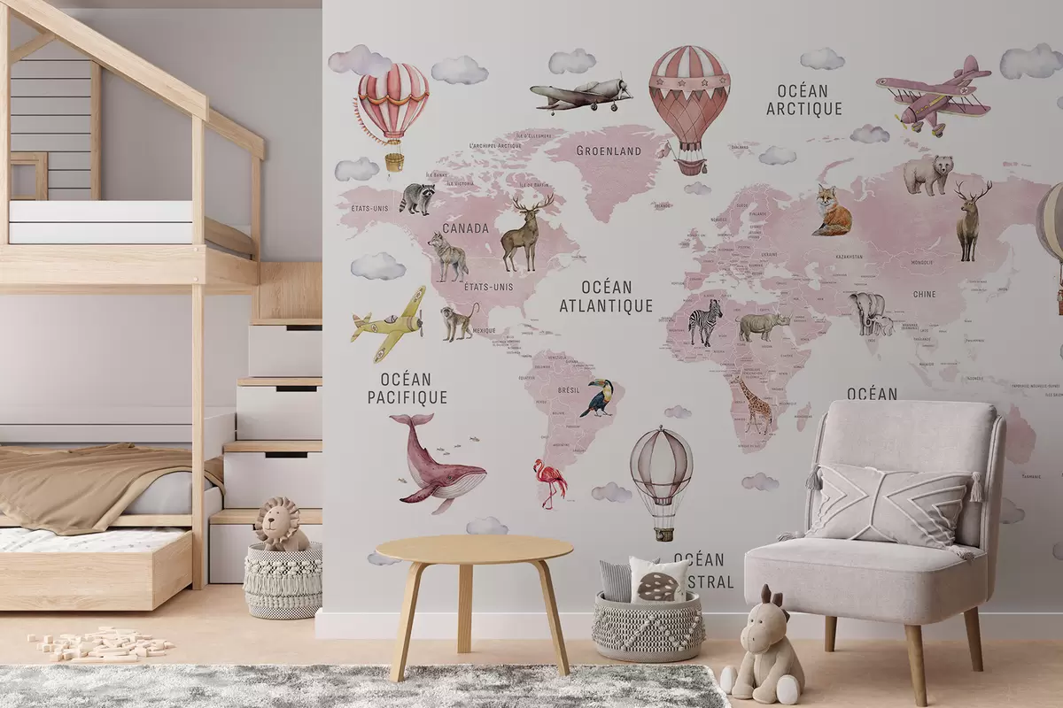 murales de pared Atlas rosa en francés c00001frv3