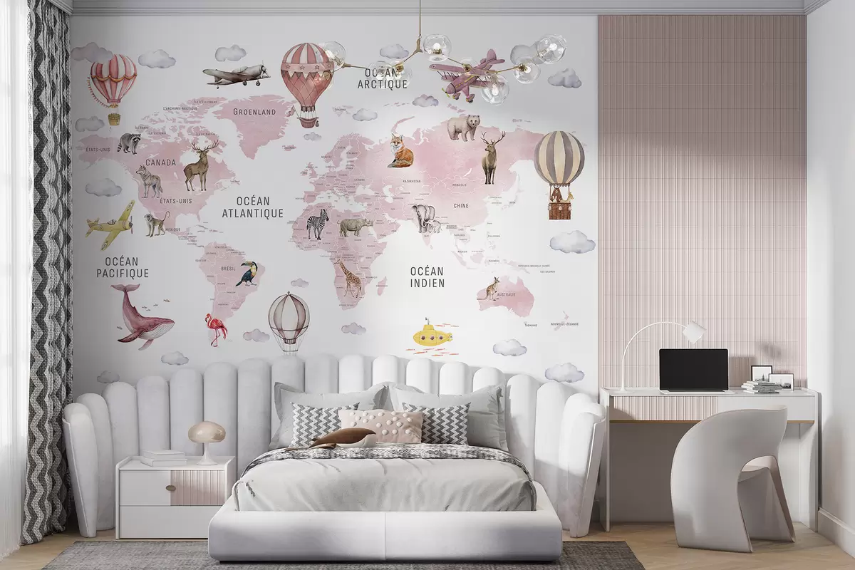 murales de pared Atlas rosa en francés c00001frv3