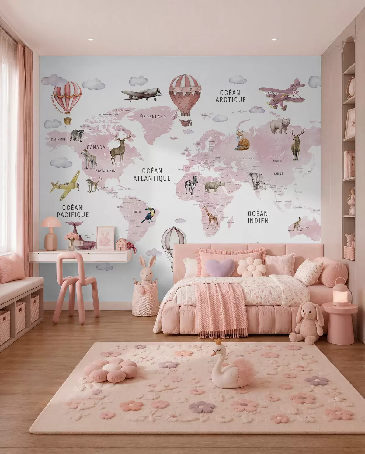 murales de pared Atlas rosa en francés c00001frv3