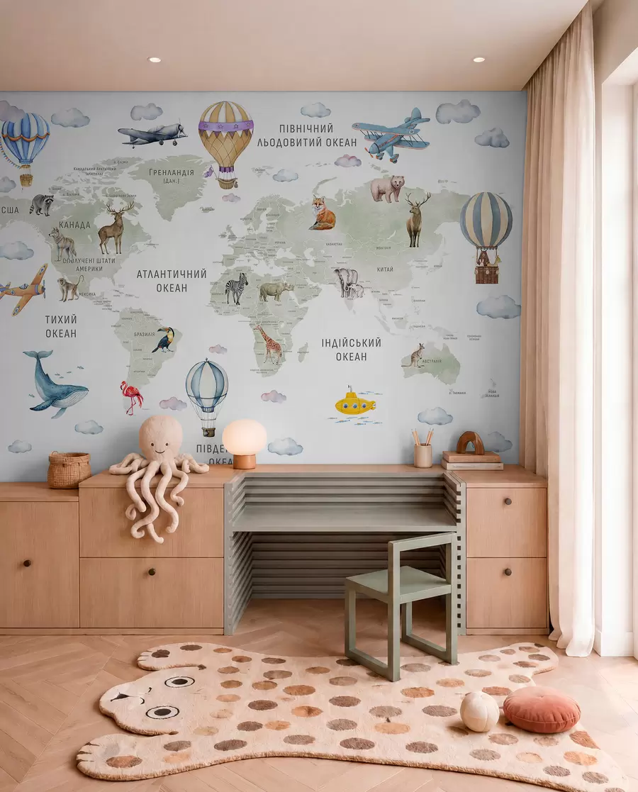 murales de pared Atlas verde en ucraniano c00001uk