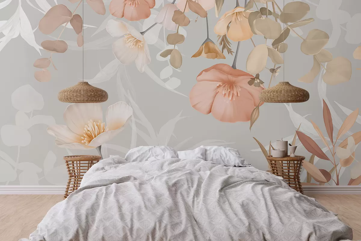 murales de pared Flores en el follaje w04779