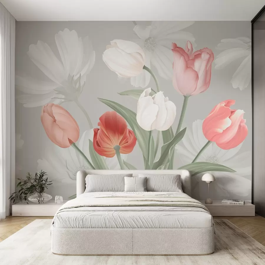 murales de pared Ramo de flores con tulipanes w04784
