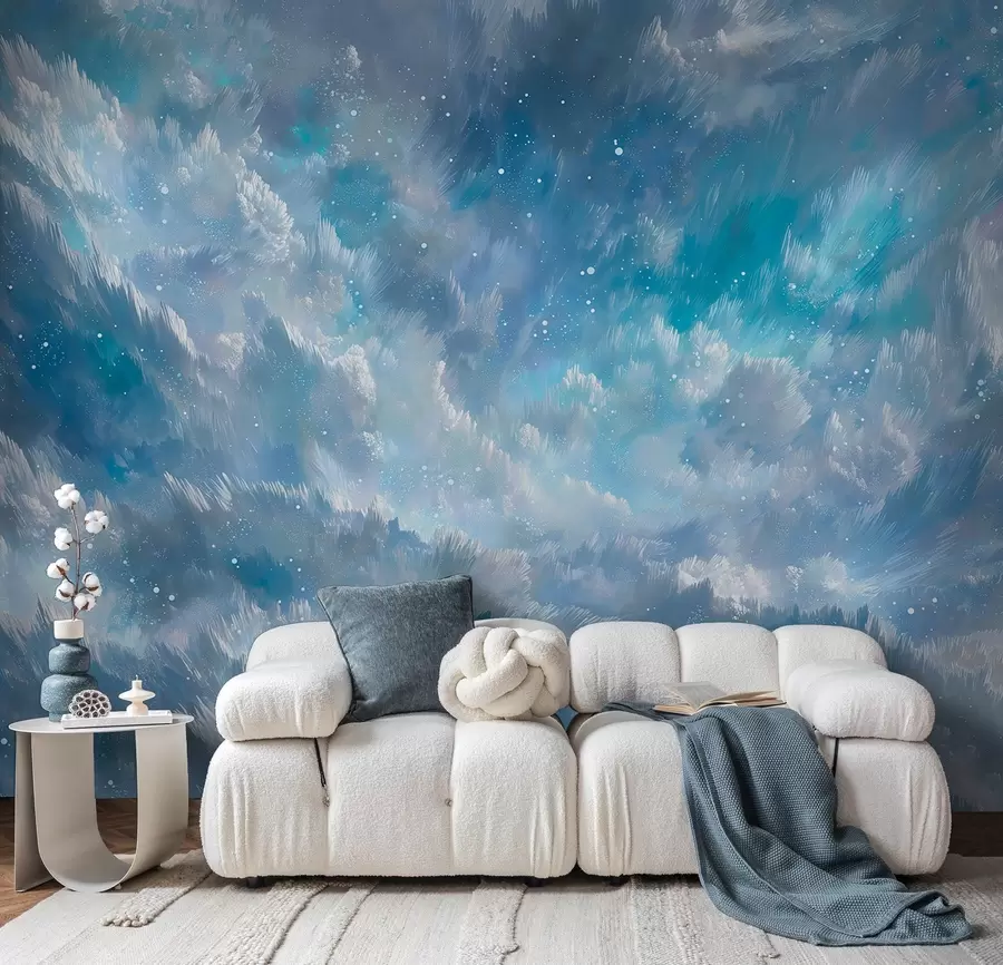 murales de pared Nubes abstractas celestiales en una fresca paleta de colores pastel w09459