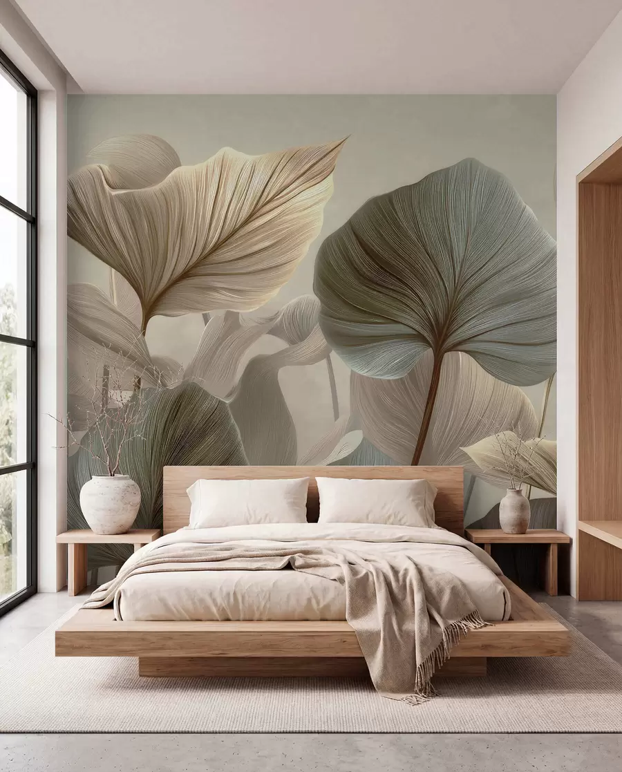murales de pared Abanicos botánicos claros w04848