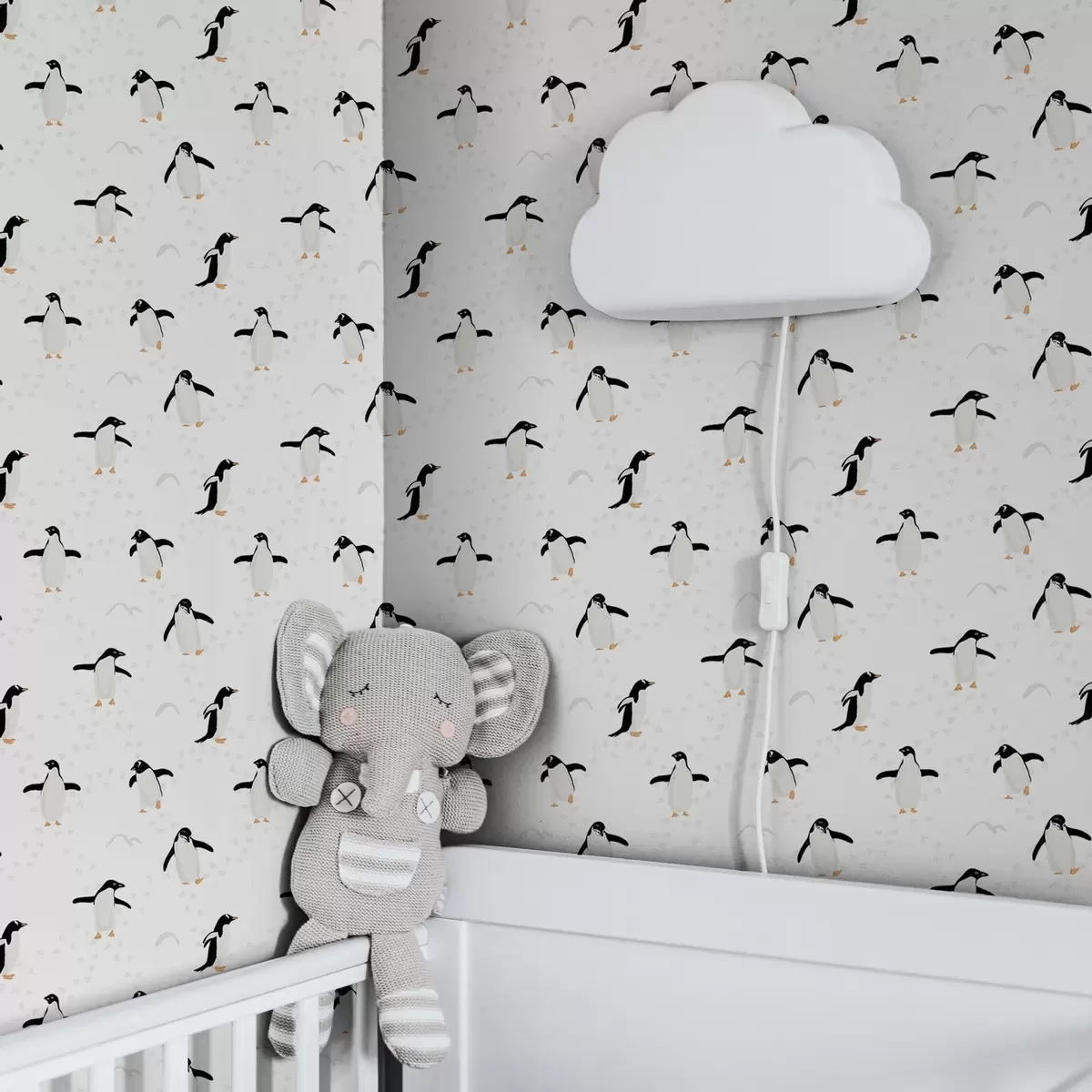 Papel pintado Pingüinos sobre fondo blanco con huellas a00655v1