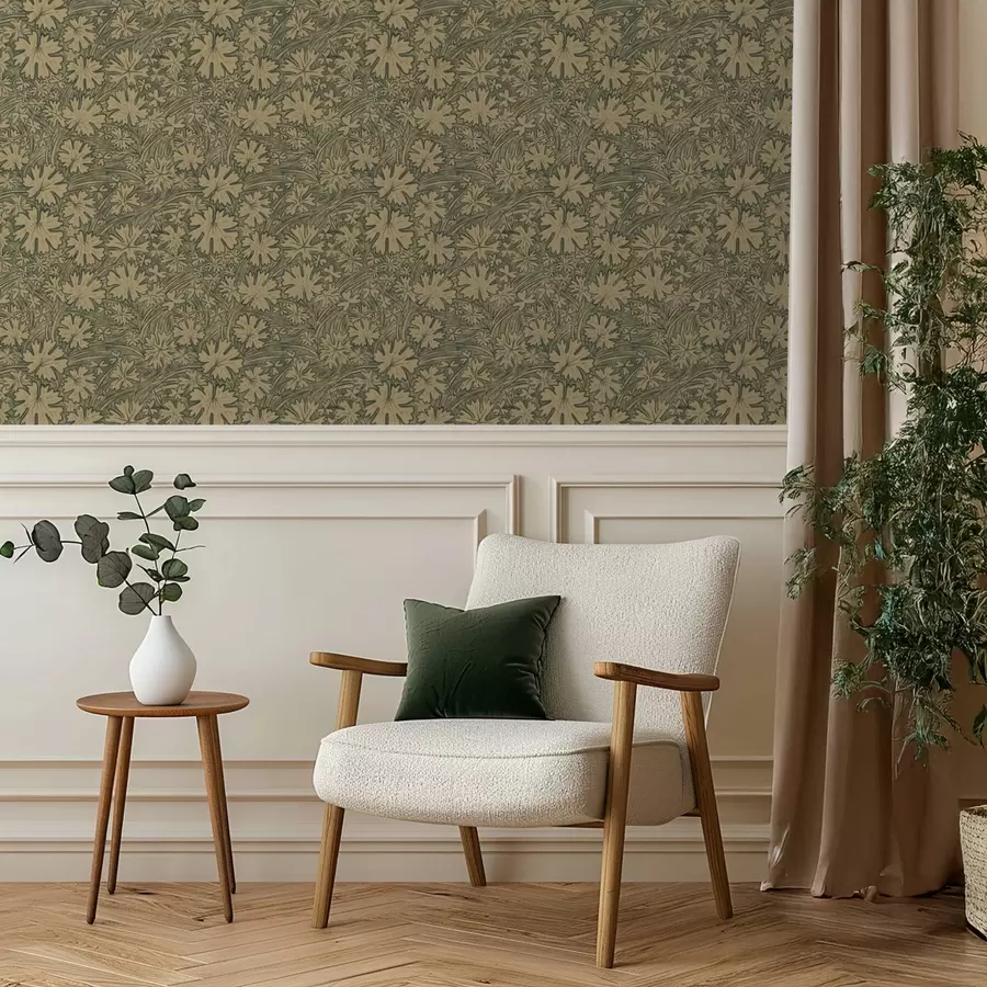 Murales de pared Hojas y hierbas de campo en tonos gris oliva a00847v1 murales de pared Hojas y hierbas de campo en tonos gris oliva a00847v1
