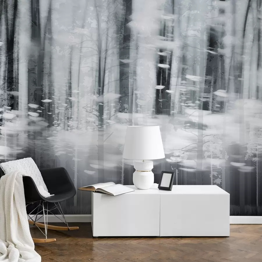 murales de pared Troncos de árboles estilizados en colores pastel w04844v2