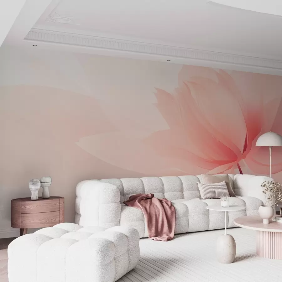 murales de pared Flor grande en suaves tonos rosa melocotón. w09356