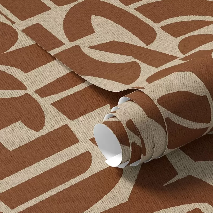 murales de pared Formas geométricas de terracota sobre lino a00774