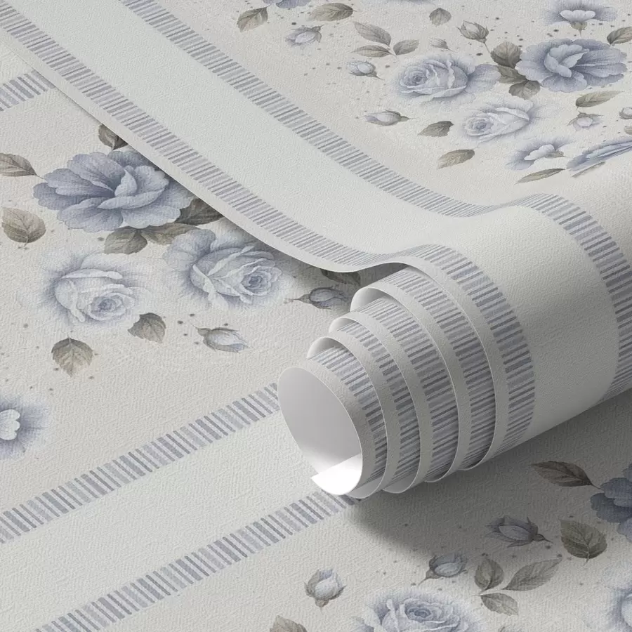 murales de pared Rosas azules en bandas verticales sobre fondo claro. a00860