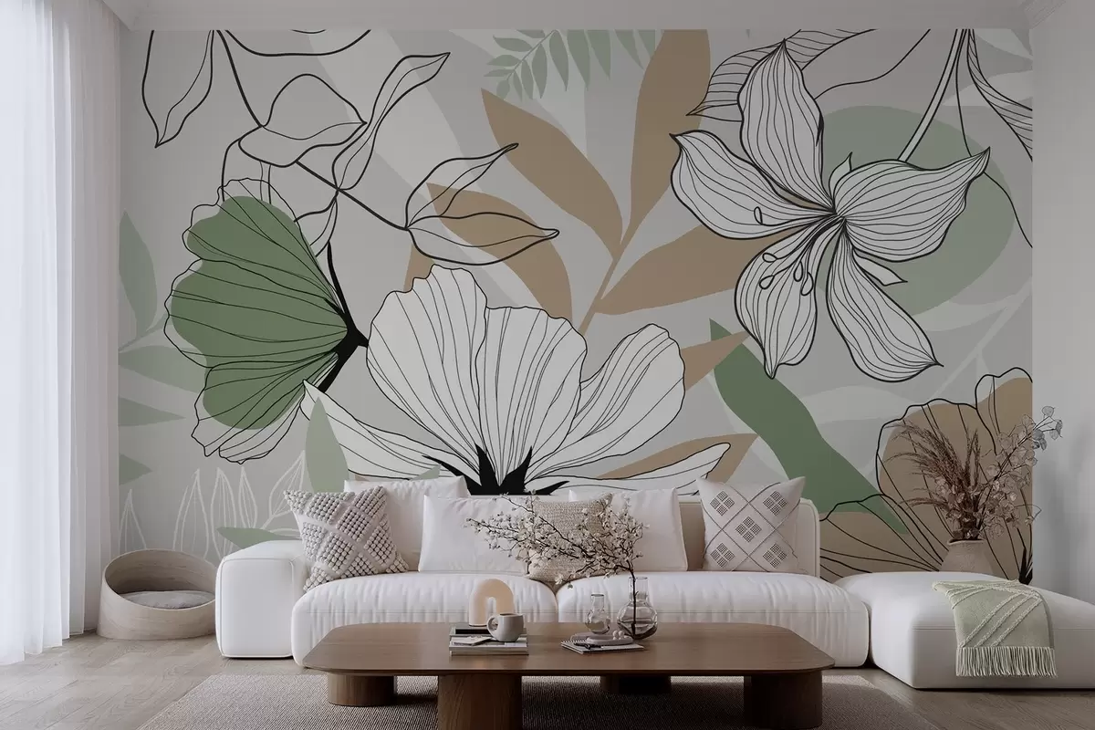murales de pared Plantas y flores abstractas w04898v2