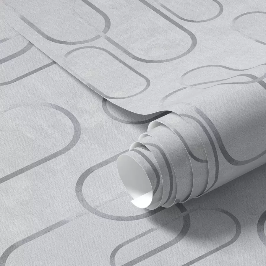 murales de pared Fondo claro con óvalos alargados, contornos grises a00921