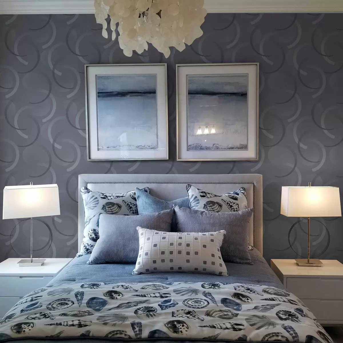 Papel pintado Medios círculos grises y círculos borrosos sobre un fondo texturizado. a00981