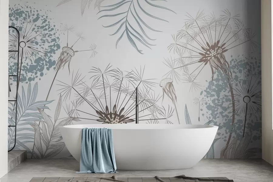 murales de pared Dientes de león entre el follaje w04942