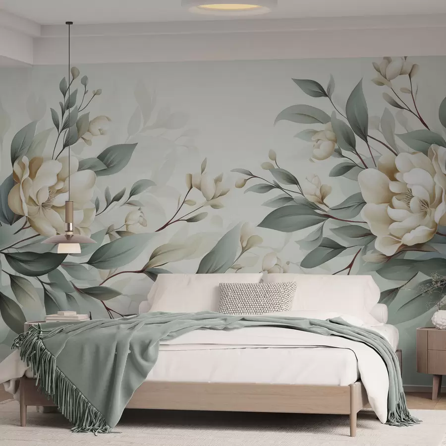 murales de pared Follaje con flores w04976
