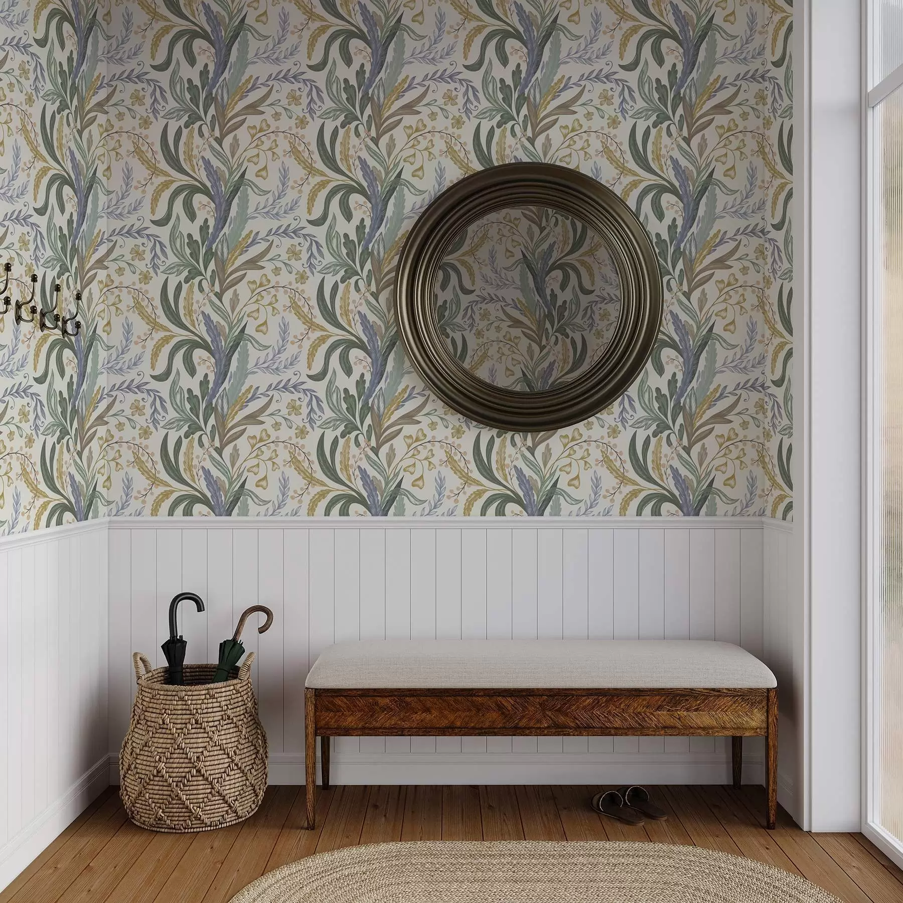 murales de pared Exuberante adorno floral en una suave paleta de colores pastel a00939