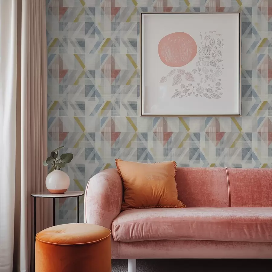 murales de pared Diseño geométrico con un rombo rojo en el centro. a01055