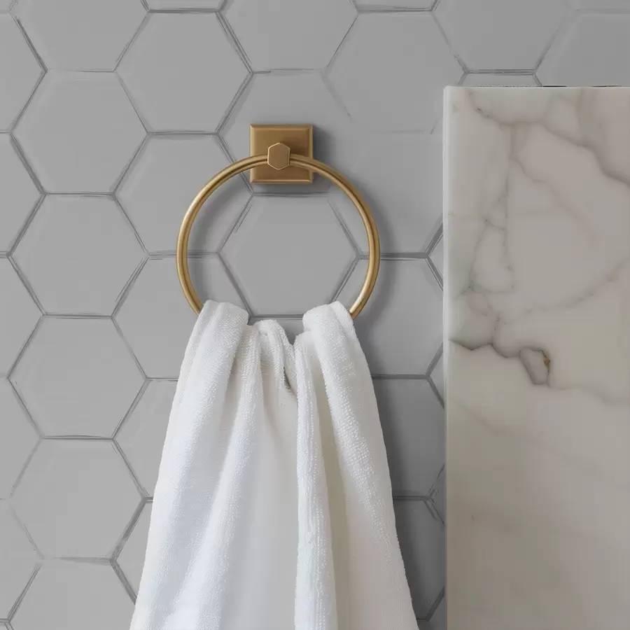 murales de pared Hexágonos tridimensionales blancos sobre un fondo liso. a01059