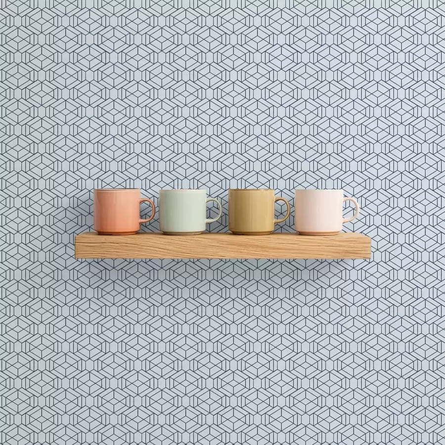 murales de pared Patrón geométrico de cubos azul claro a01066