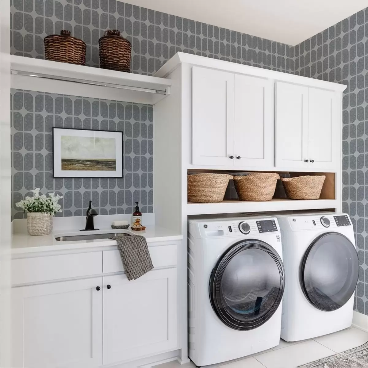 Papel pintado Mosaico gris con arcos rectangulares y textura suave. a01068