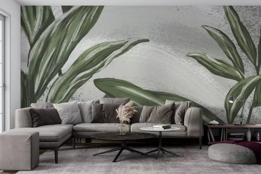 murales de pared Exuberante vegetación sobre un fondo texturizado w01682